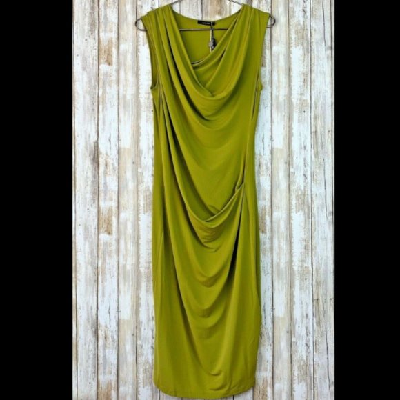 CARACTERE Green Acid Model Main Draped Dress 44 - Picture 1 of 12